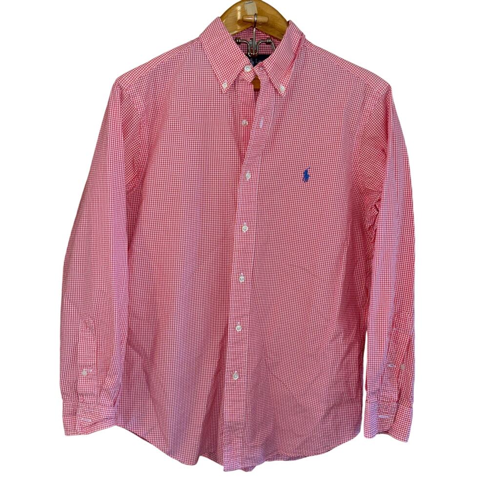 Vintage Ralph Lauren red gingham long sleeve button shirt classic fit medium